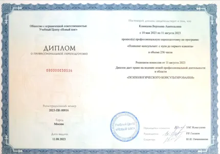 Диплом или сертификат Вероники Климцовой, 28