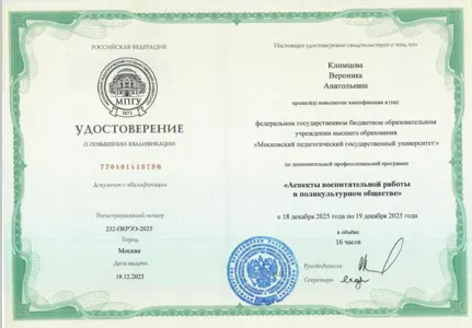 Диплом или сертификат Вероники Климцовой, 45