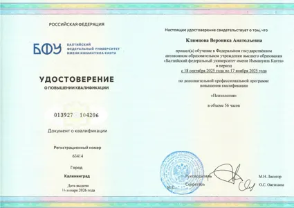 Диплом или сертификат Вероники Климцовой, 48