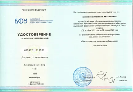 Диплом или сертификат Вероники Климцовой, 56