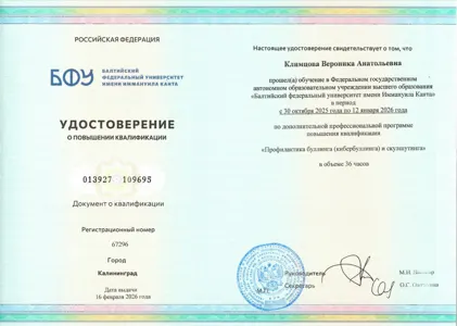 Диплом или сертификат Вероники Климцовой, 57