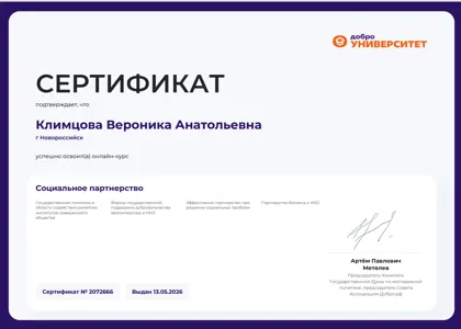 Диплом или сертификат Вероники Климцовой, 65